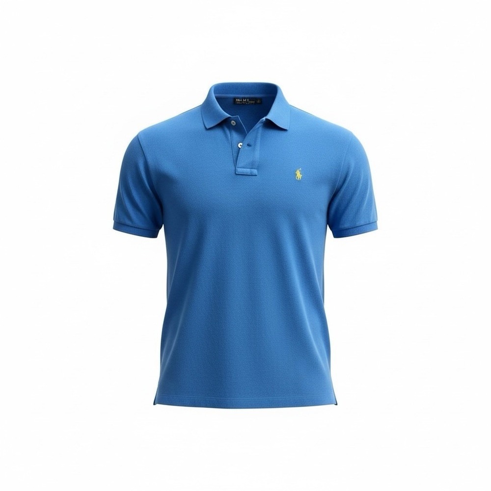 Polo Ralph Lauren Polo Shirt Men's XL Blue Short Sleeve Yellow Pony Logo